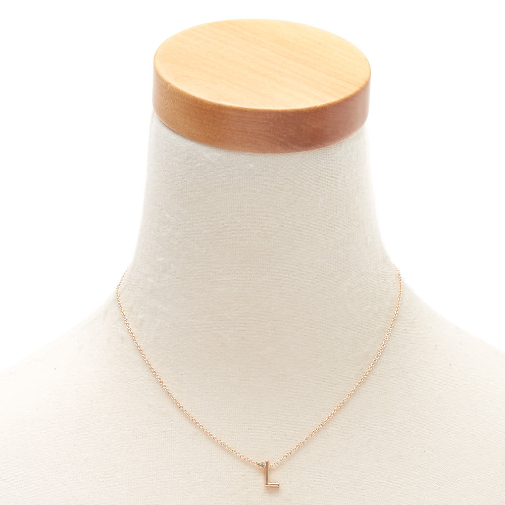 Gold Stone Initial Pendant Necklace - L,