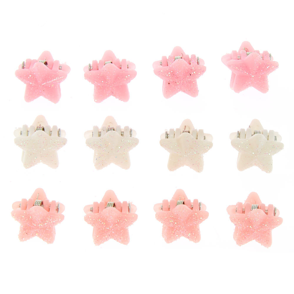 Claire's Club Glitter Star Hair Claw Clips - 12 Pack,