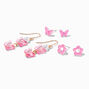 Pink Flowers &amp; Butterflies Earring Set - 3 Pack ,