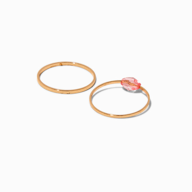Pink Faceted Stone Gold-tone Ring Stack - 2 Pack,