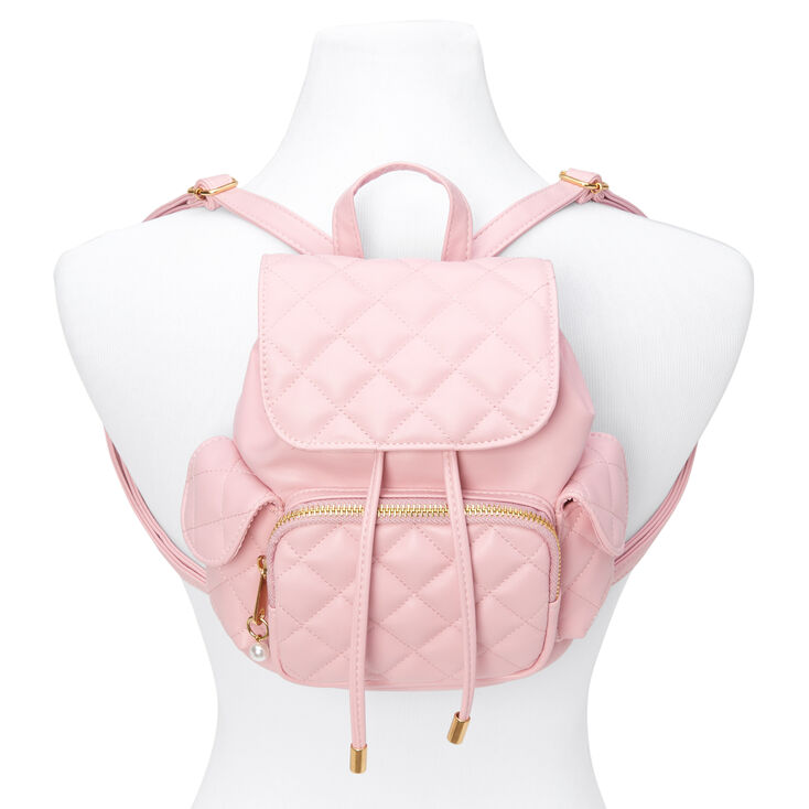 Quilted Mini Flap Backpack - Blush Pink,