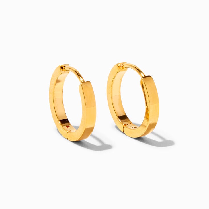 C LUXE by Claire&#39;s 18k Yellow Gold Plated Titanium 12MM Clicker Hoop Earrings,