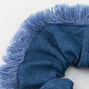 Blue Medium Dark Denim Frayed Edge Hair Scrunchie,