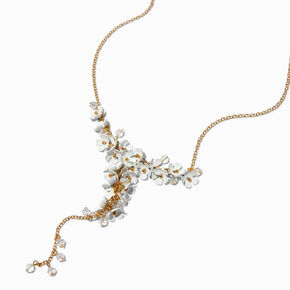 White Flower Y-Neck Necklace,