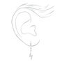 Silver 10MM Embellished Lightning Bolt Huggie Hoop Earrings,