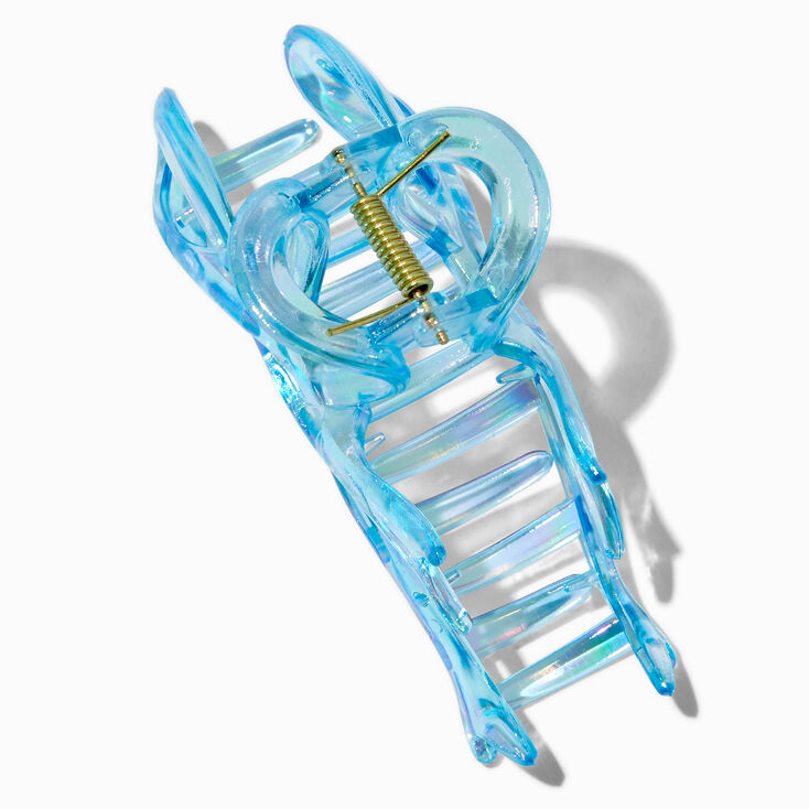 Pince &agrave; cheveux n&oelig;ud transparente bleue,