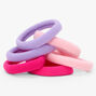 Pink &amp; Purple Plush Rolled Hair Ties - 6 Pack,
