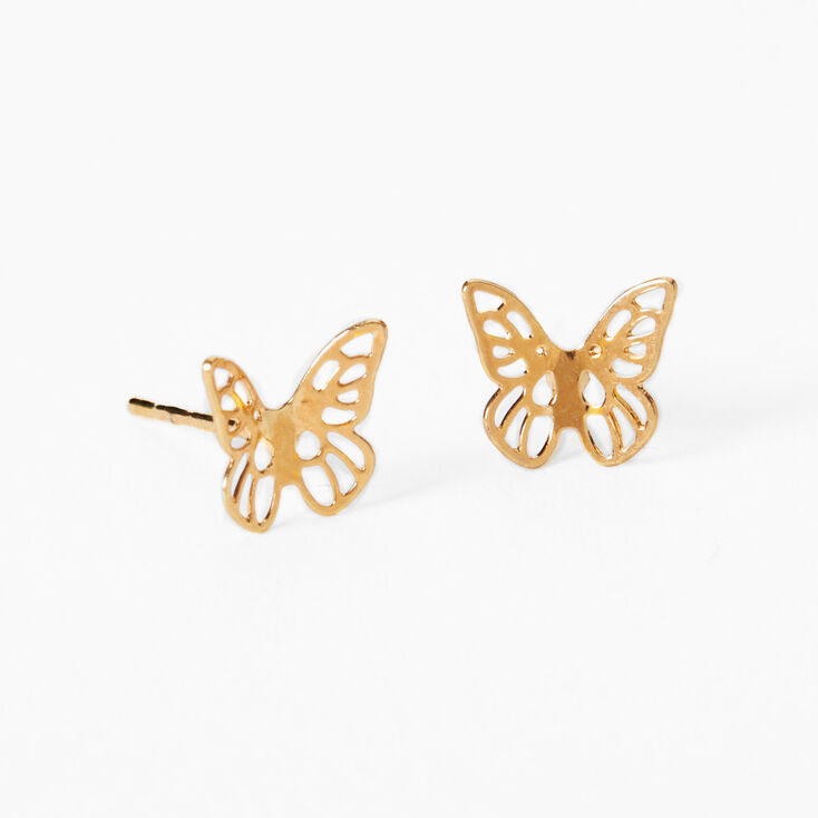 C LUXE by Claire&#39;s 18k Yellow Gold Plated Butterfly Stud Earrings,
