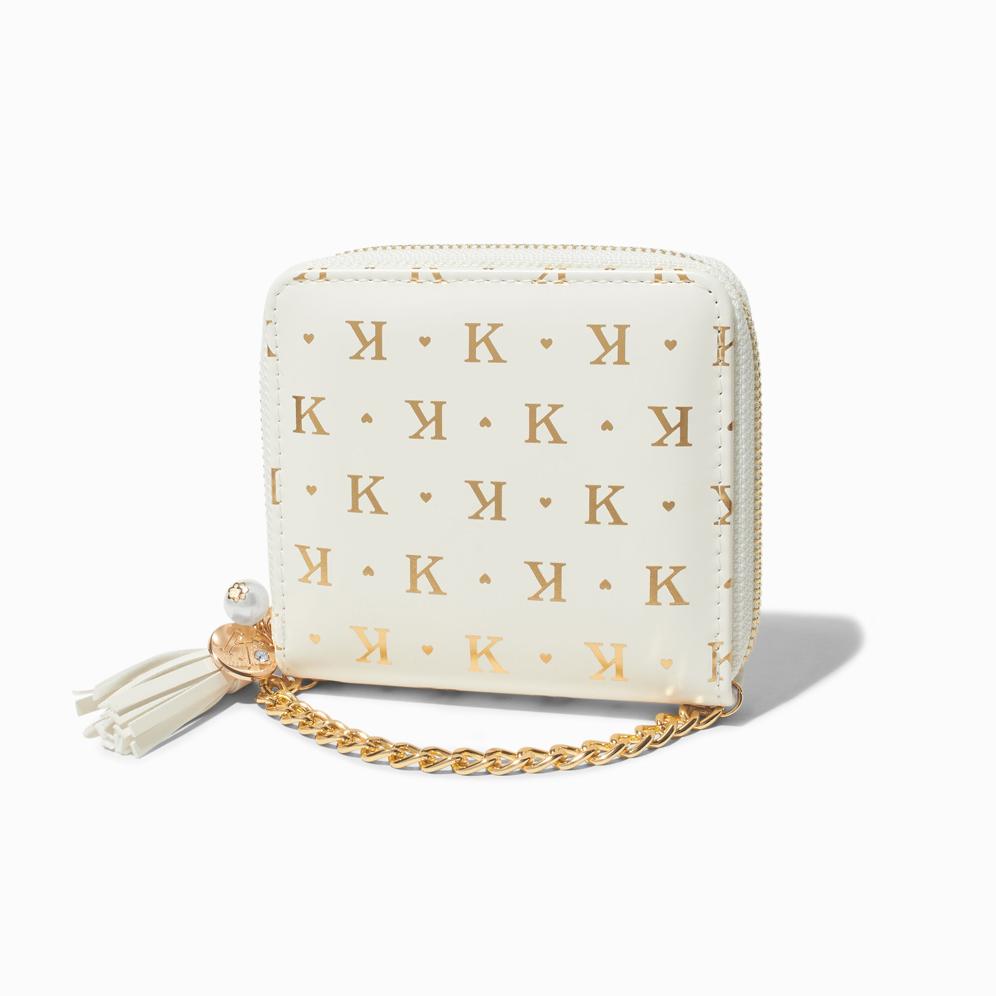 Golden Initial Chain Strap Wallet K Claire s US