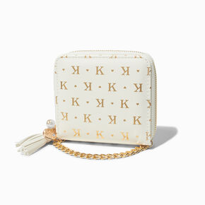 Golden Initial Chain-Strap Wallet - K,