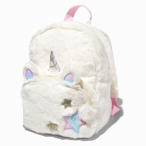 Sac &agrave; dos &eacute;cusson &eacute;toile licorne en fausse fourrure Claire&#39;s&nbsp;Club,