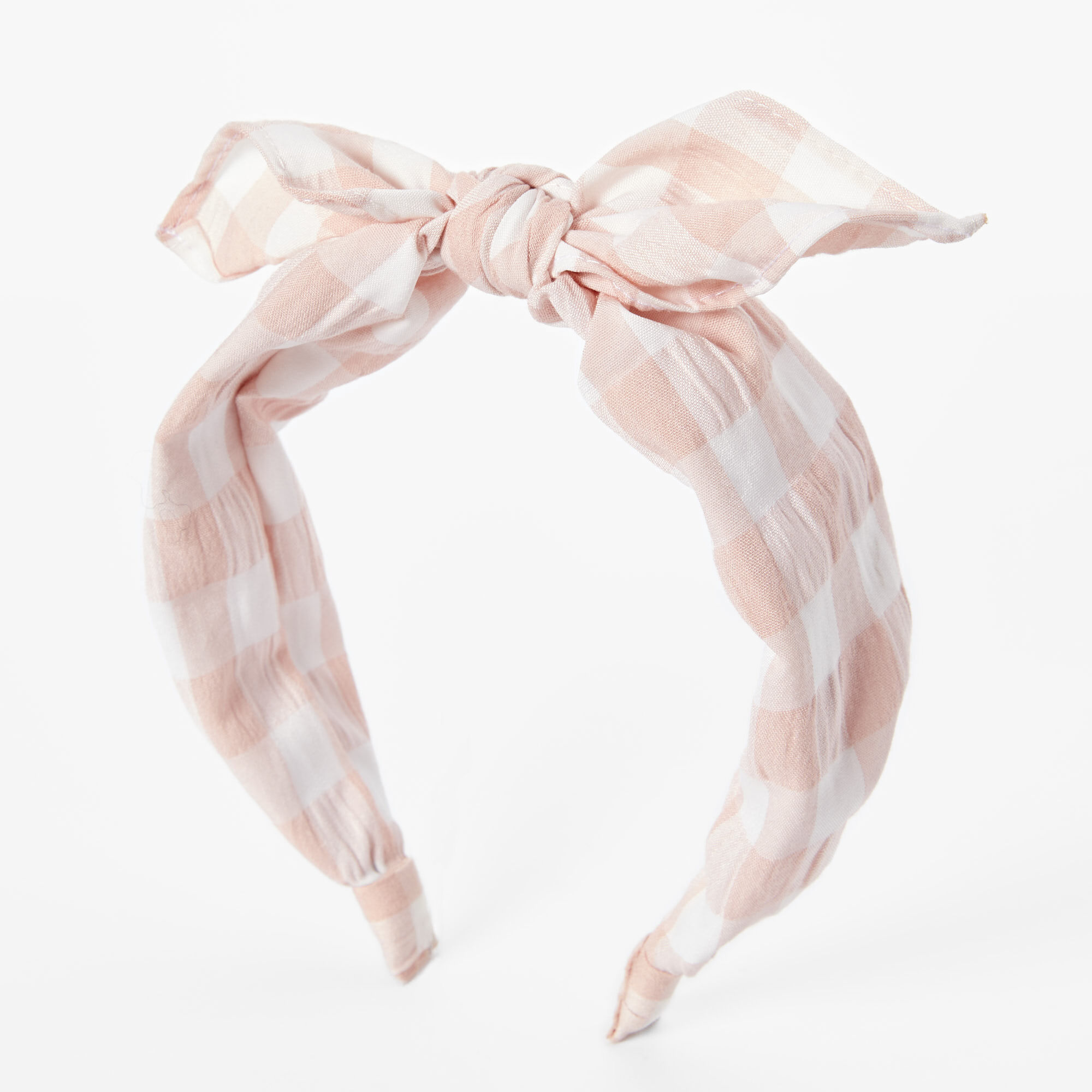 Claire's Serre-tête à nœud noué imprimé vichy - Rose