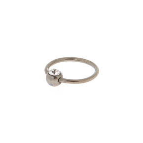 Silver-tone Titanium 20G Crystal Cartilage Hoop Earring,