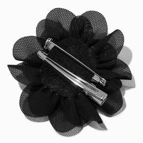 Barrette &agrave; cheveux florale rosette noire,