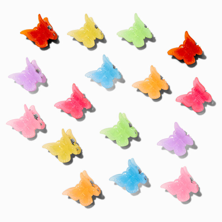 Soda Can Rainbow Butterfly Mini Hair Claws - 16 Pack,
