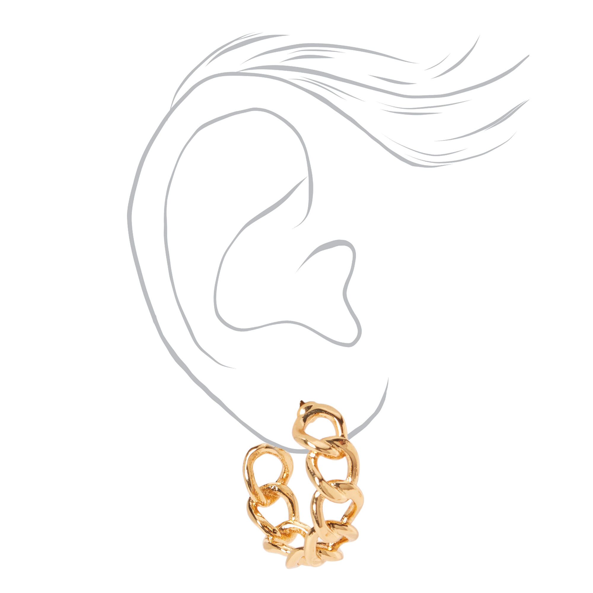 18ct Gold Plated Refined Curb Chain Hoop Earrings,