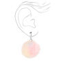 Silver-tone 1.5&quot; Pom Pom Clip-On Drop Earrings - Rainbow,