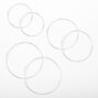 Silver Large Graduated Hoop Earrings - 3 Pack,