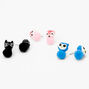 Animals Pom Pom Stud Earrings - 3 Pack,