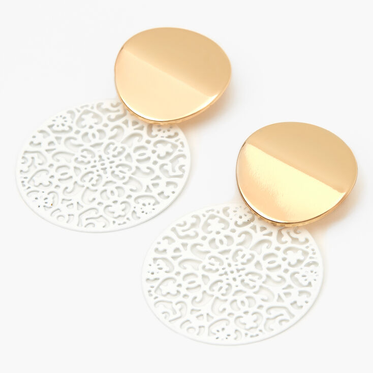 Claire's Pendantes en filigrane 4 cm couleur dorée - Blanc