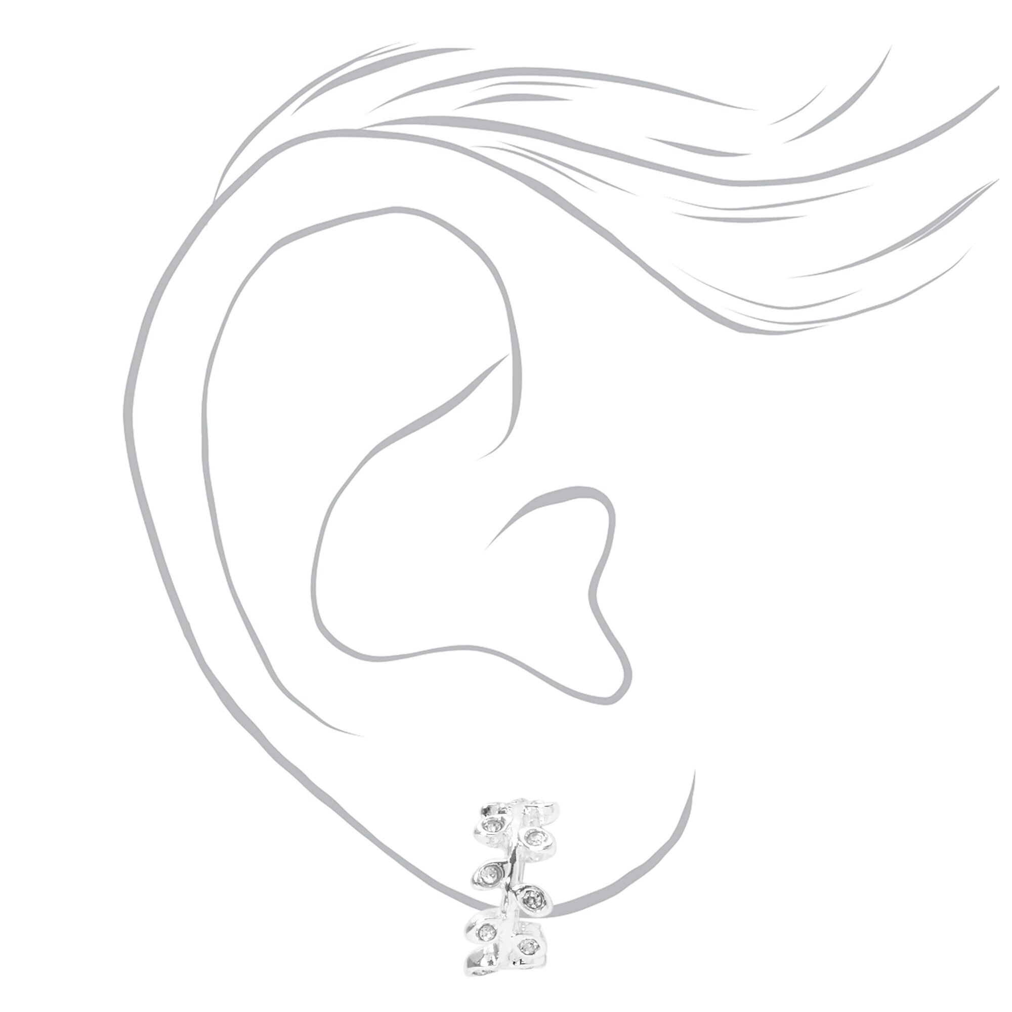 Silver-tone 10mm Crystal Leaf Clip-On Earrings,