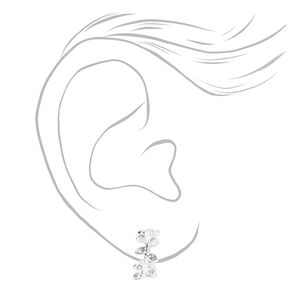 Silver-tone 10mm Crystal Leaf Clip-On Earrings,