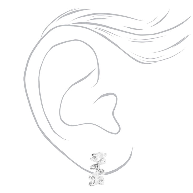 Silver 10MM Embellished Leaf Clip On Earrings,