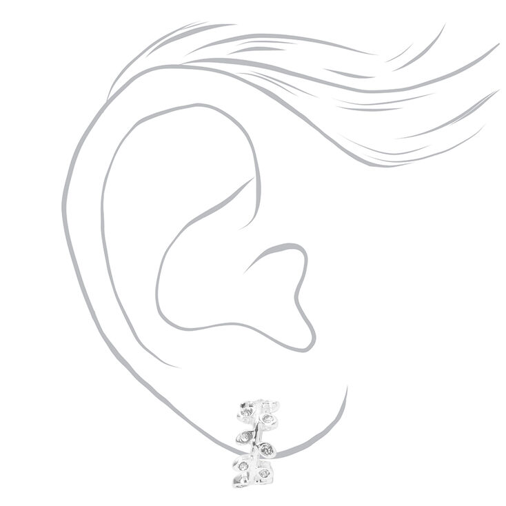 Silver-tone 10mm Crystal Leaf Clip-On Earrings,