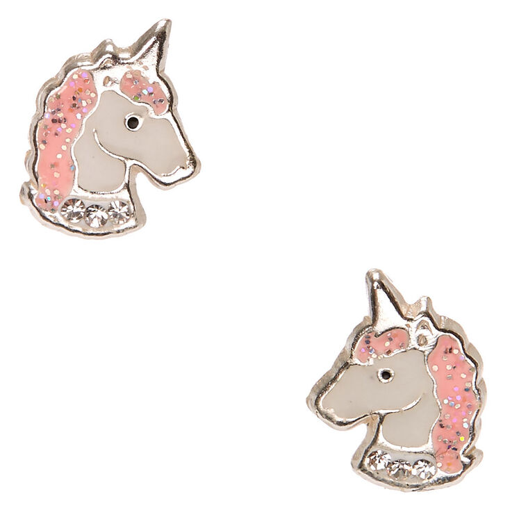 Clous d&#39;oreille licorne en argent,