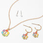 Gold Rainbow Daisy Peace Sign Jewelry Set &#40;3 Pack&#41;,