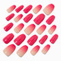 False Lashes &amp; Pink Ombr&eacute; Coffin Vegan Faux Nail Gift Set - 24 Pack,