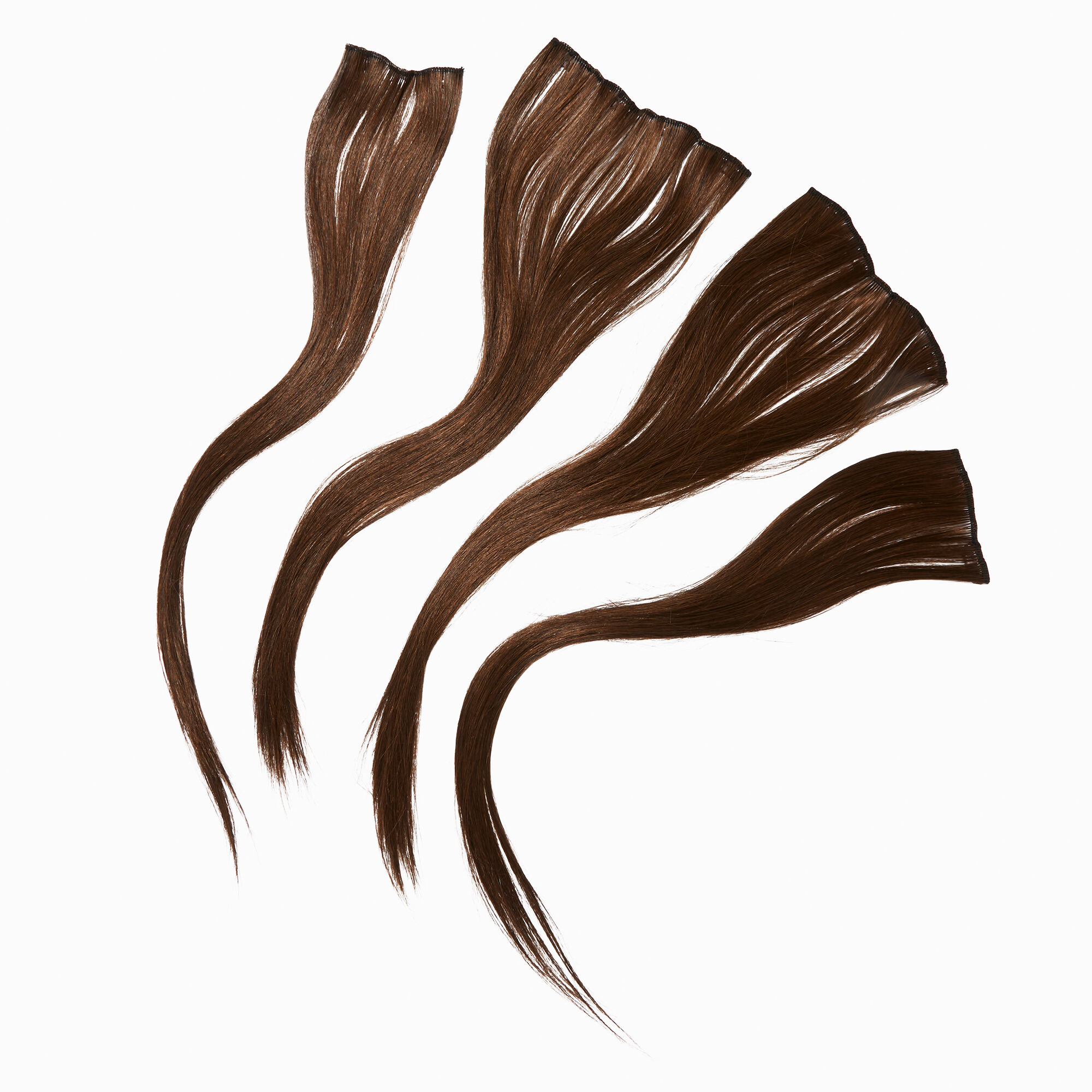 View Claires Faux Hair Clip In Extensions 4 Pack Light Brown information