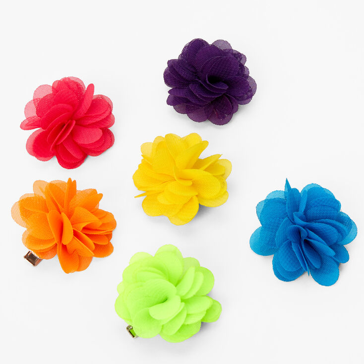 Claire&#39;s Club Rainbow Flower Hair Clips - 6 Pack,