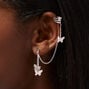 Silver-tone Butterfly Cuff Connector Drop Earrings,