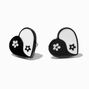 Yin Yang Heart Silver-tone Stud Earrings,