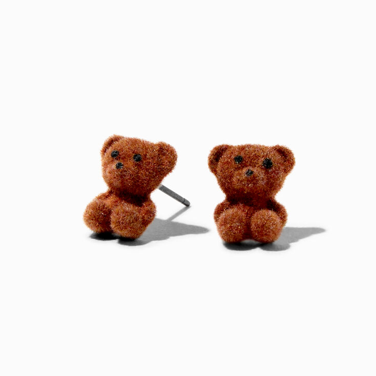 Clous d&rsquo;oreilles ours pelucheux,