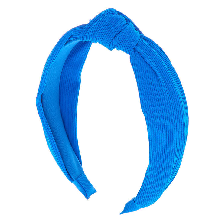 Ribbed Knotted Headband - Royal Blue,