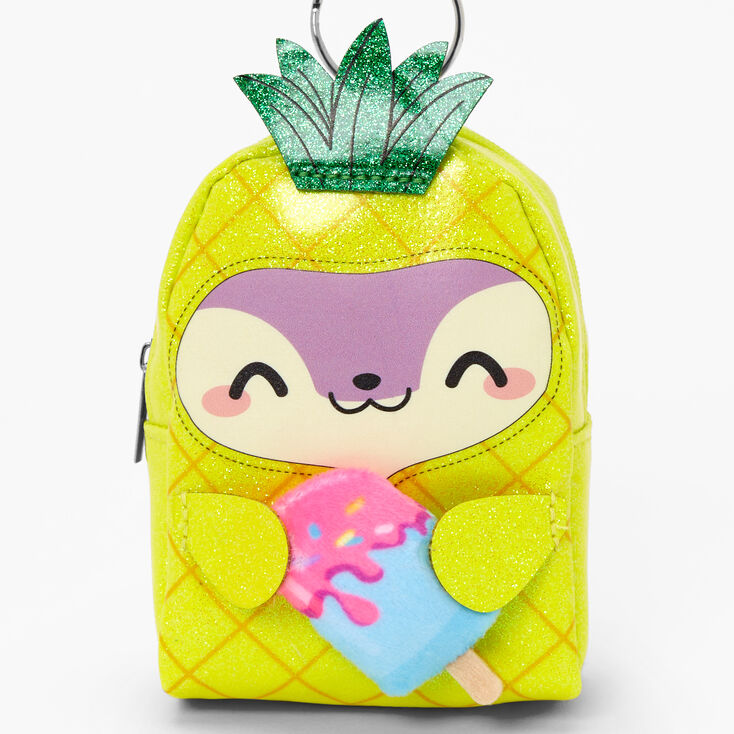Glitter Pineapple Costume Chipmunk Mini Backpack Keychain,