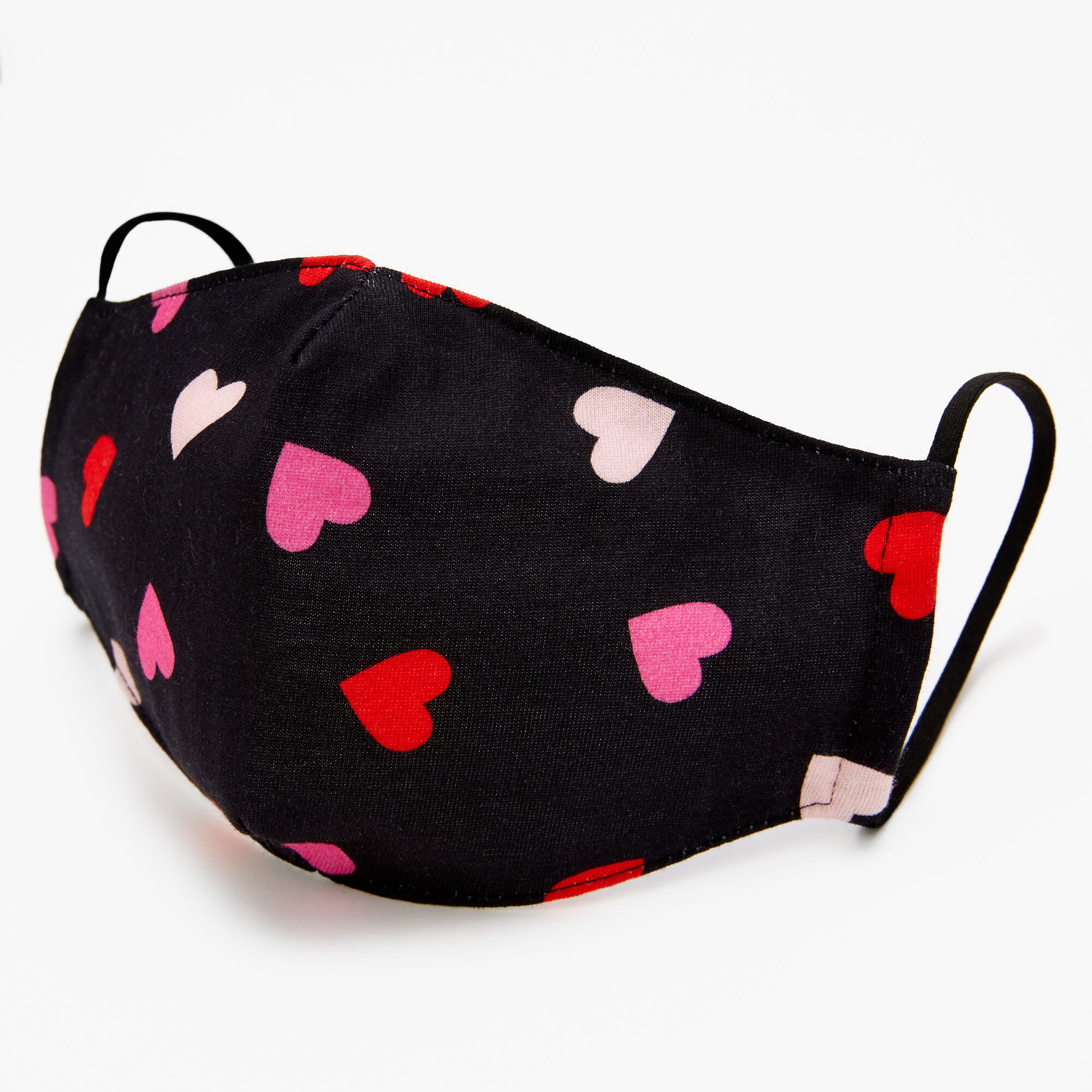 Masque en coton noir avec cœurs imprimé « scatter » - Taille adulte,