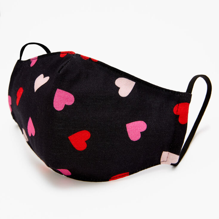 Masque en coton noir avec c&oelig;urs imprim&eacute; &laquo;&nbsp;scatter&nbsp;&raquo; - Taille adulte,