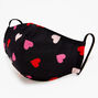 Cotton Scatter Print Hearts Black Face Mask - Adult,