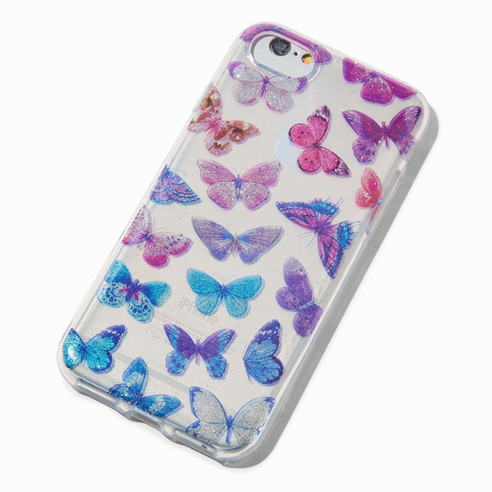 View Claires Glittery Butterflies Phone Case Fits Iphone 678se Rainbow information