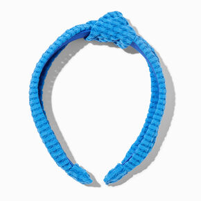 Waffle-Weave Knotted Headband - Cobalt Blue,