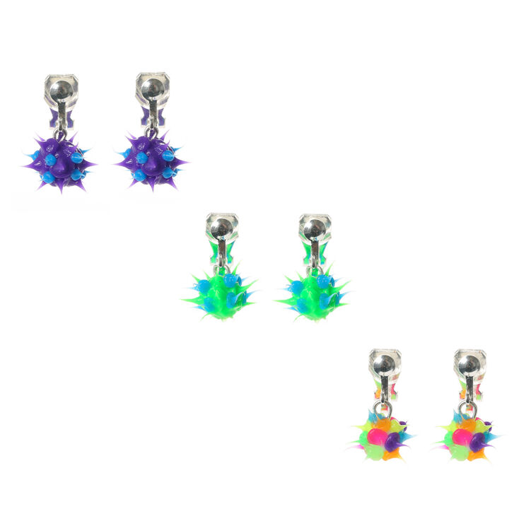 Multi Colored Rubber Rave Balls Clip On Earrings Set Claire S Us