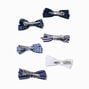 Navy Patterned Mini Hair Bow Clips - 6 Pack,