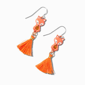 Silver-tone 1.5&quot; Farrah the Fox Tassel Drop Earrings - Orange,