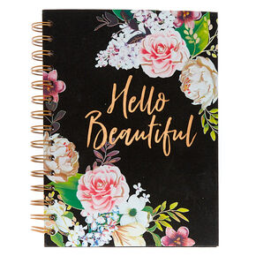 Floral Hello Beautiful Notebook - Black,
