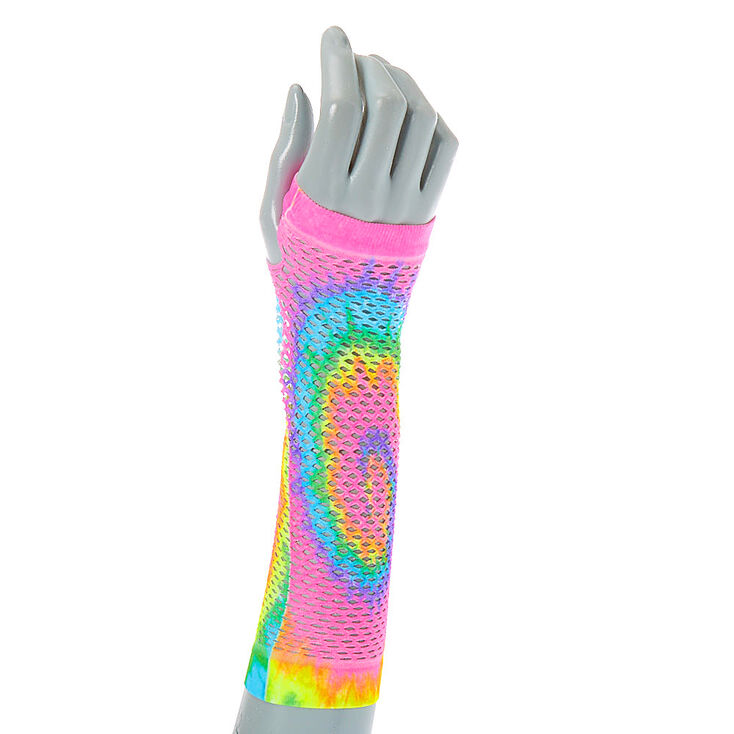 Pastel Tie Dye Fishnet Arm Warmers,