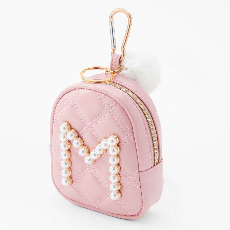 Initial Pearl Mini Backpack Keyring - Blush Pink, M,