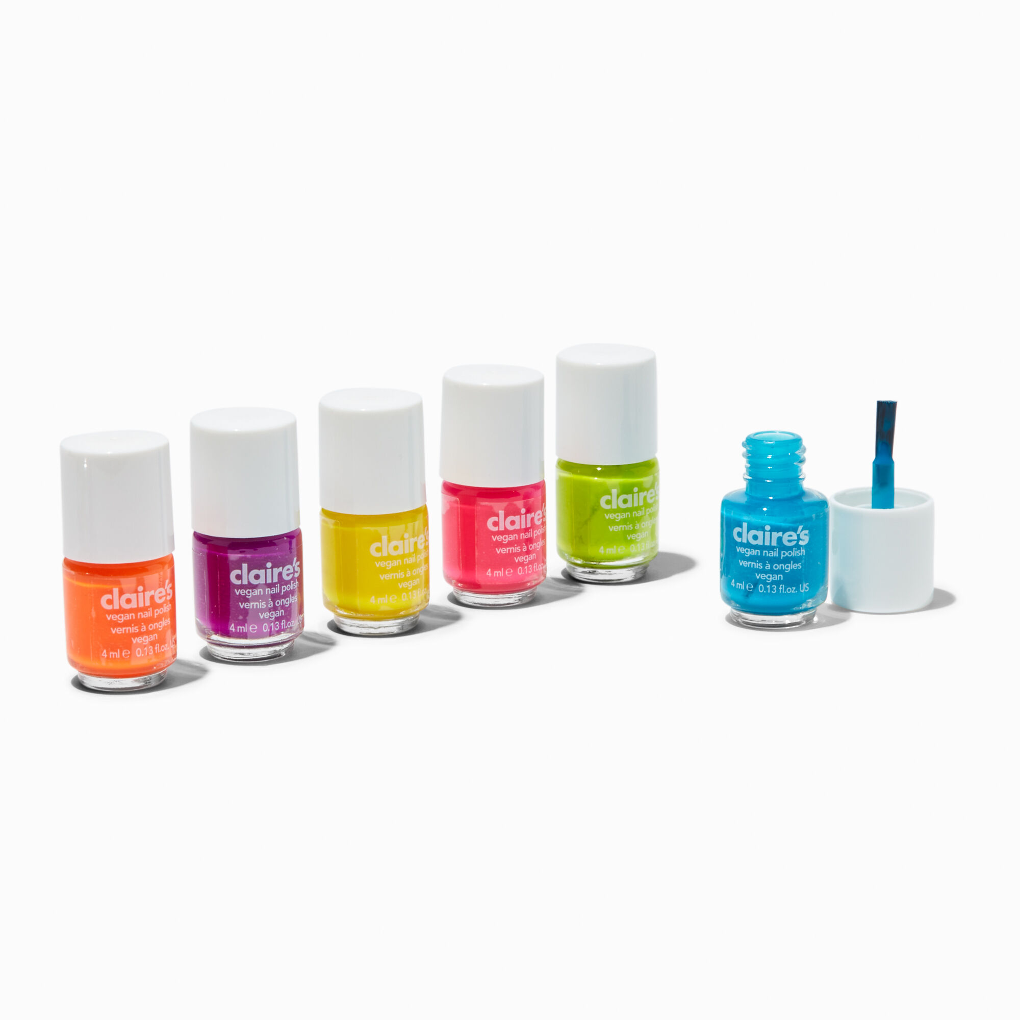 View Claires Vegan Mini Nail Polish Set 6 Pack Rainbow information